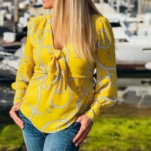 Cabi long sleeve reef knot blouse